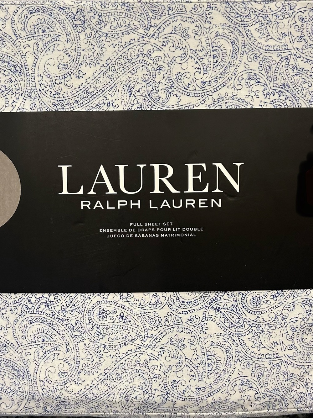 Lauren RALPH LAUREN Soma Blue Paisley FULL SHEET SET DESIGNER 4P COTTON